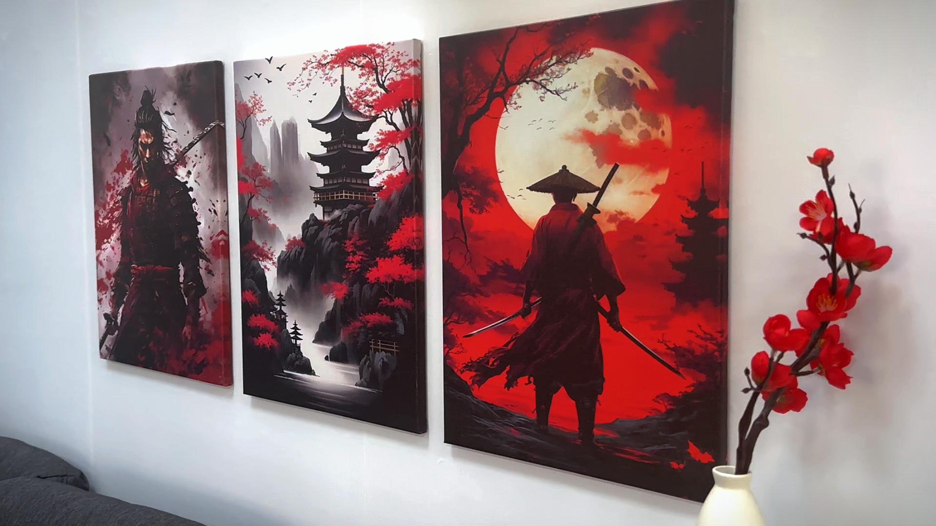 Amazon.com: CCWACPP 3 Piece Samurai Wall Art Japan Painting Canvas